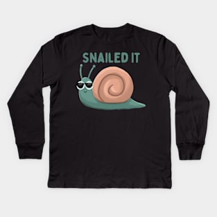 Snailed It Fun And Decorative Snail Design Kids Long Sleeve T-Shirt